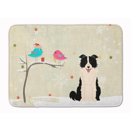 Carolines Treasures Christmas Border Collie Black and White Machine Washable Memory Foam Mat BB2590RUG